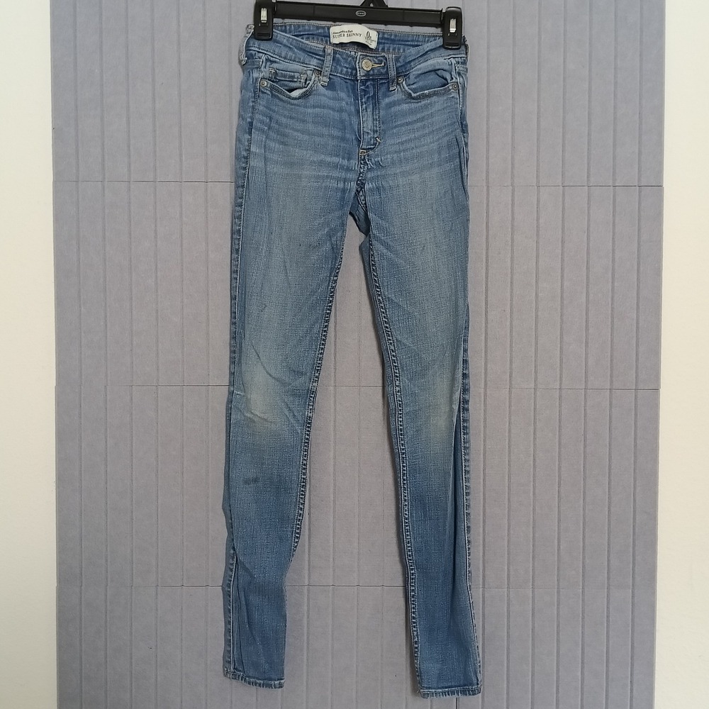 Abercrombie & Fitch Super Skinny Jeans Womens 0R Blue Good Low Rise Stretch - Picture 1 of 7